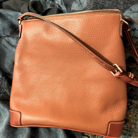 Dooney and Bourke Purse Orange/Tan with Brown Border and Gold Label. Like New! - Picture 9 of 10
